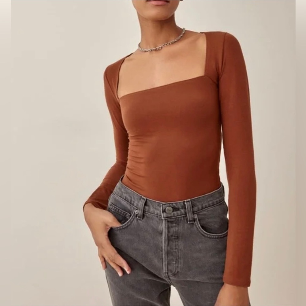 Reformation Walter Top in Chestnut